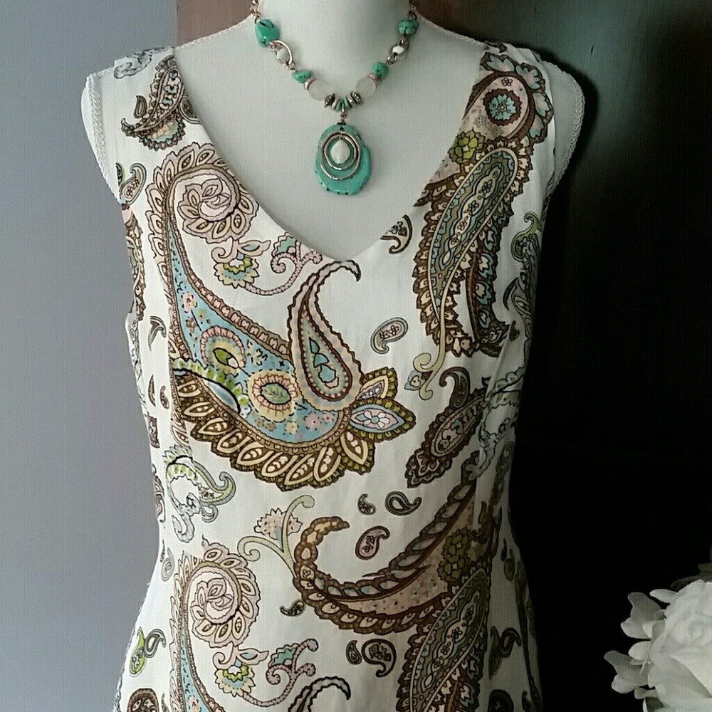 Premise Size 8 Paisley Pattern Lined Swing Style Sleeveless Dress